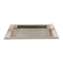16X9" ASCEND ALABASTER AND METAL TRAY, SIL