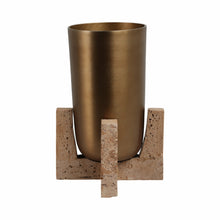 16" FRIDLEY LARGE VASE WITH TRAVERTINE BASE