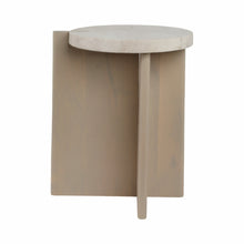 20" CONNLEY SMALL MARBLE AND WOOD ACCENT TABLE