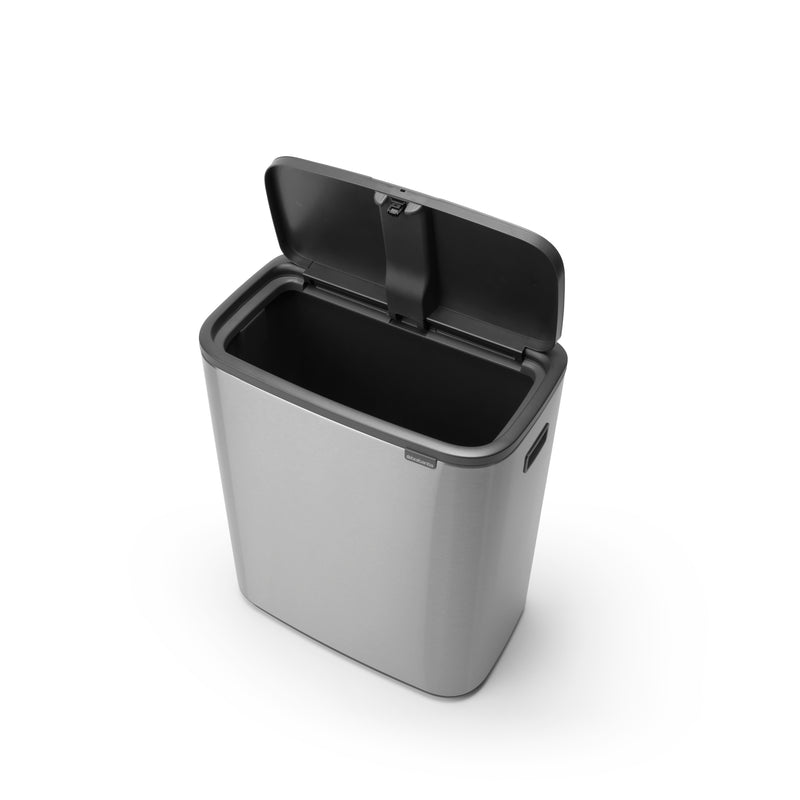 Brabantia Bo Touch Bin, 60 litre, Plastic Bucket,Matt Steel Fingerprint Proof