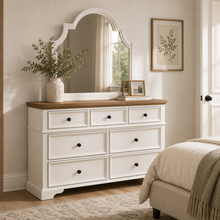 Eastwood Youth Dresser and Mirror Set in Brown and Off-White