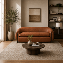 Grace Brown Leather Loveseat (188Cm)