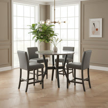 Ambridge 5PC Round Counter Set With Faux Marble Top in Brushed Grey