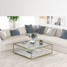 Amerah COFFEE TABLE - White Arabescato Gold Finish