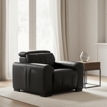 Canyon Luxe Black Leather Motion Power Chair (105cm)