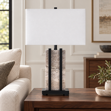 Stark Grey Travertine Table Lamp in Black-64.5cm H
