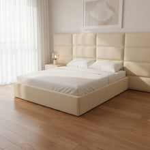 Eliana Cream Velvet Queen Bed with Wings