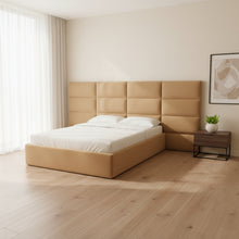 Eliana Honey Velvet Queen Bed with Wings