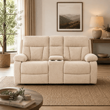 Eloria Beige 2 Seater Motion Loveseat w/console