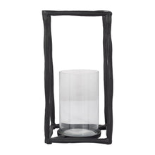 METAL, 16" OPEN SQUARE HURRICANE HOLDER, BLACK