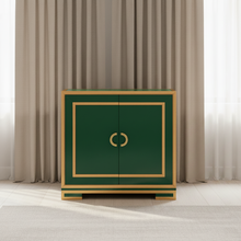 Two Door Emerald & Gold Glass Chest