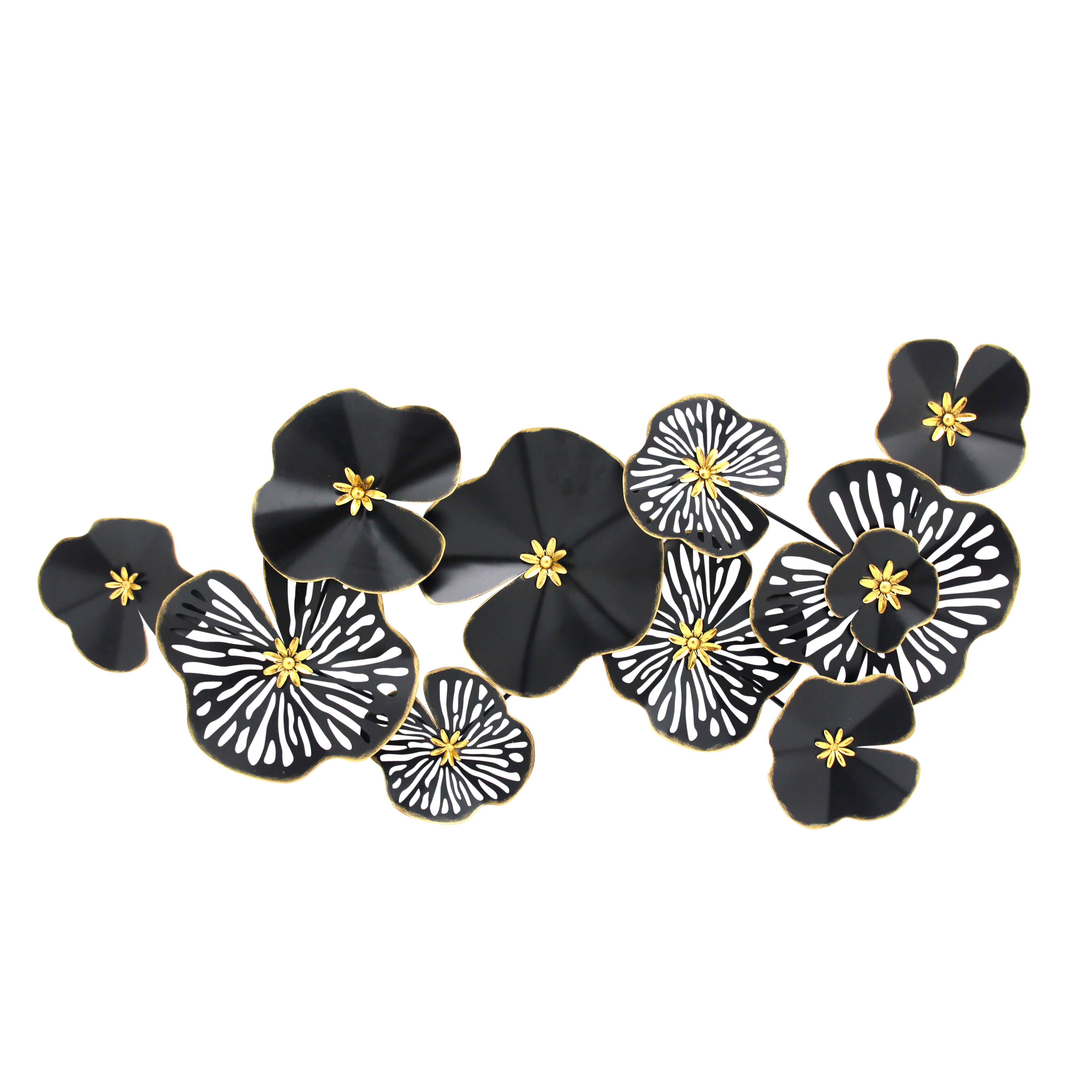 METAL 47" FLORAL WALL DECOR, BLACK - WB – Al Rugaib Furniture