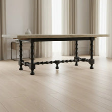 84in Trestle Table w/ 2-18in Leaves-Flaky White/Black
