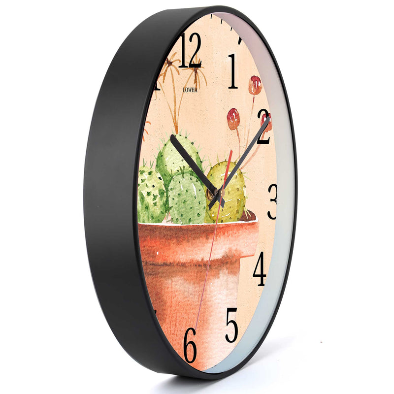 Wall Clock Decorative watercolor cactus pot Battery Operated -LWHSWC30B-C51 (6622832918624)