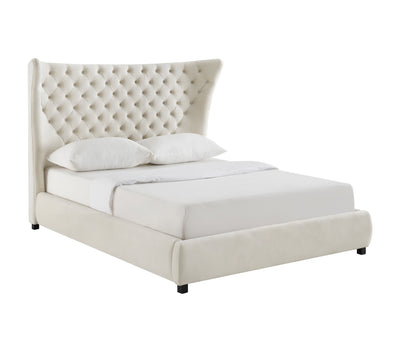 Sassy Cream Velvet Queen Bed - Al Rugaib Furniture (4576524042336)