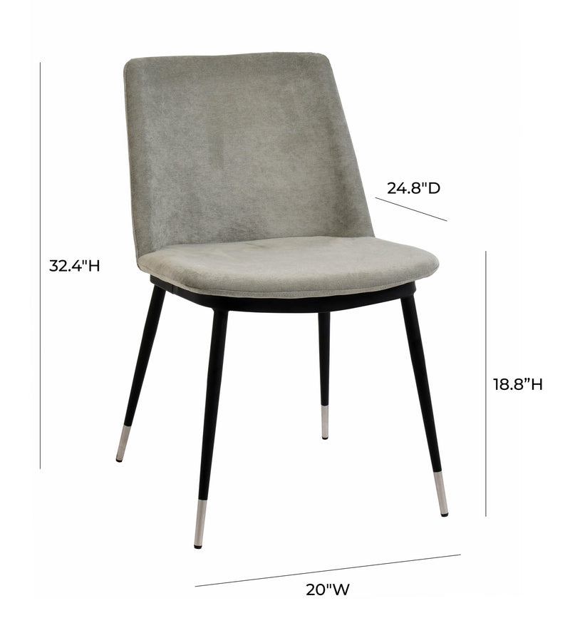 Evora Grey Velvet Chair - Silver Legs - Set of 2 (4576485277792)