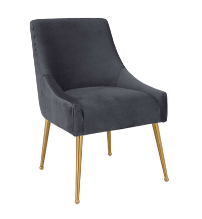 Beatrix Pleated Grey Velvet Side Chair (6596840783968)