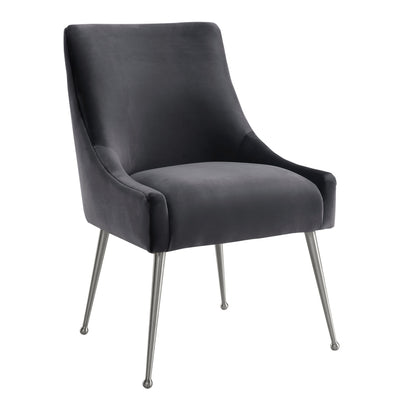 Beatrix Grey Velvet Side Chair with Silver Leg - Al Rugaib Furniture (4576466829408)