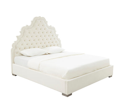 Carolina Cream Velvet Bed in King (6568240775264)