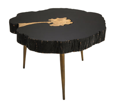 Timber Black and Brass Coffee Table - Al Rugaib Furniture (4576530169952)