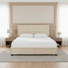 King Storage Bed - Linen