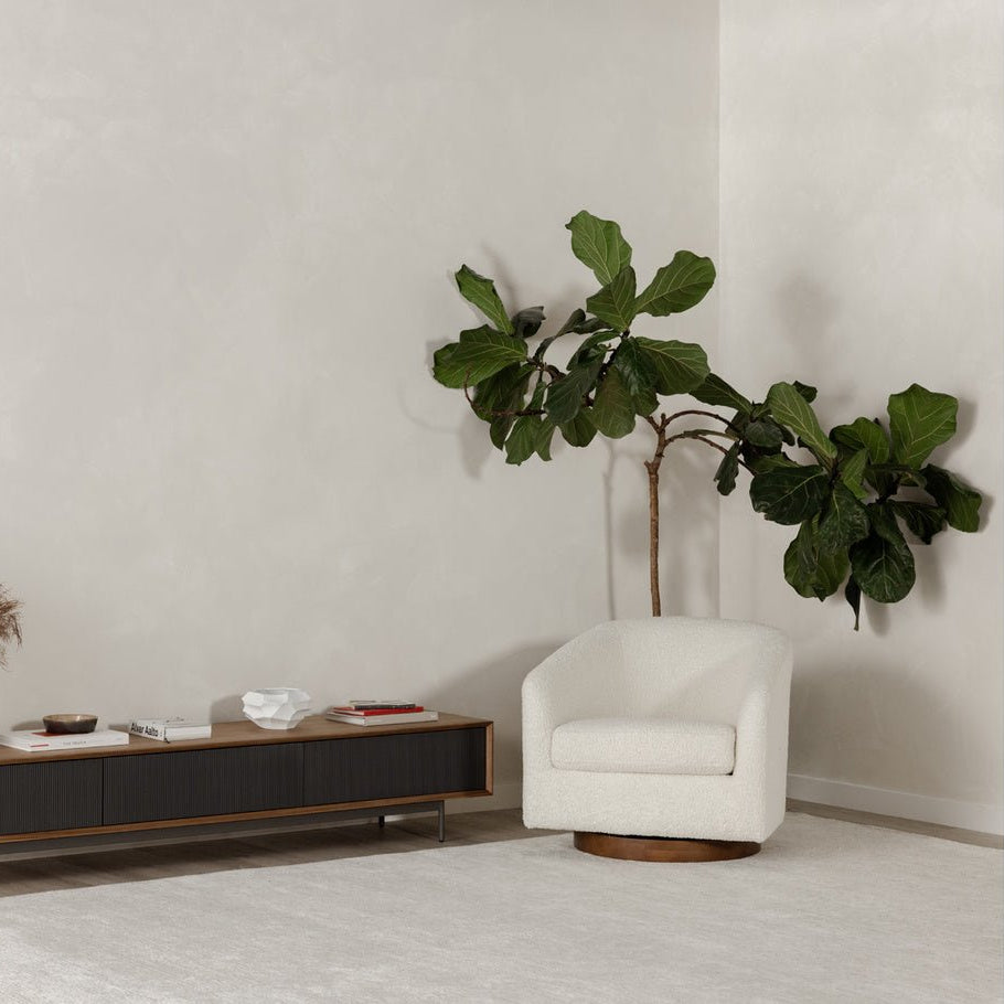 Oscy Swivel Chair Vegan Shearling White - Al Rugaib Furniture