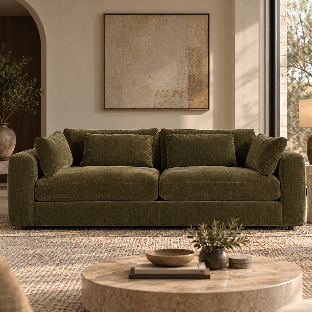 Terrona Rust XL Sofa - Olive