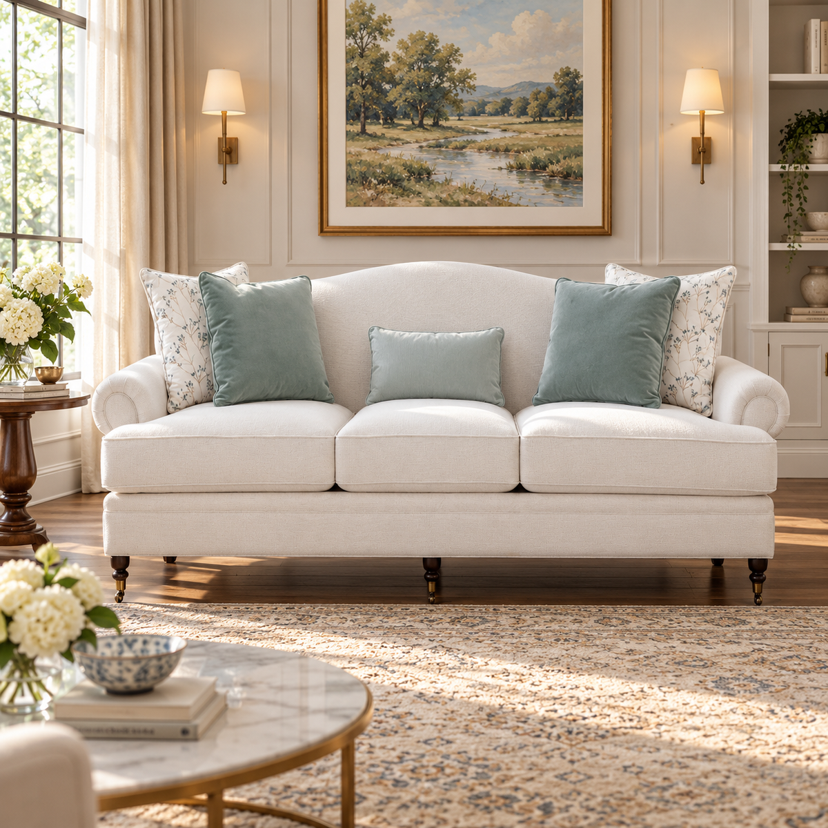 Novelle White Cream Sofa 238cm