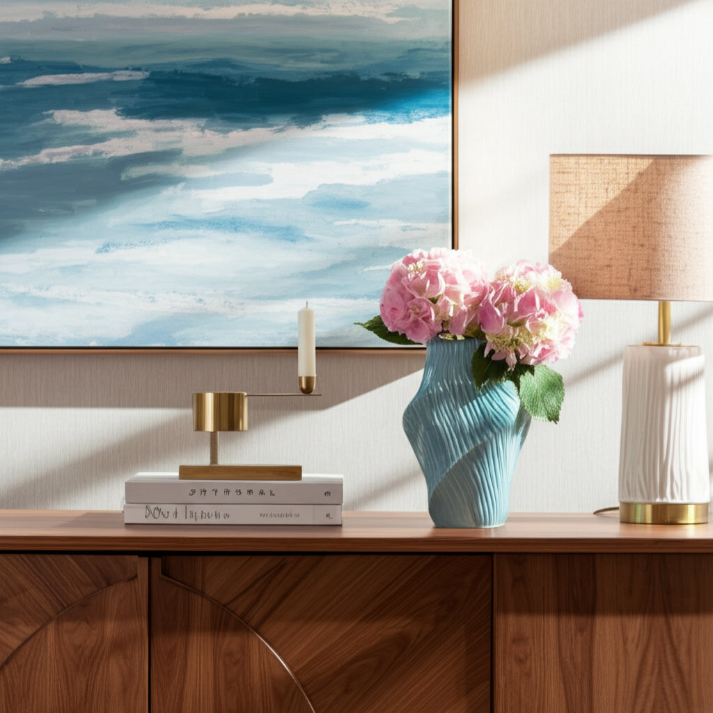 فاز تيهاني أزرق / كريمي Tihany Blue/Cream Vase