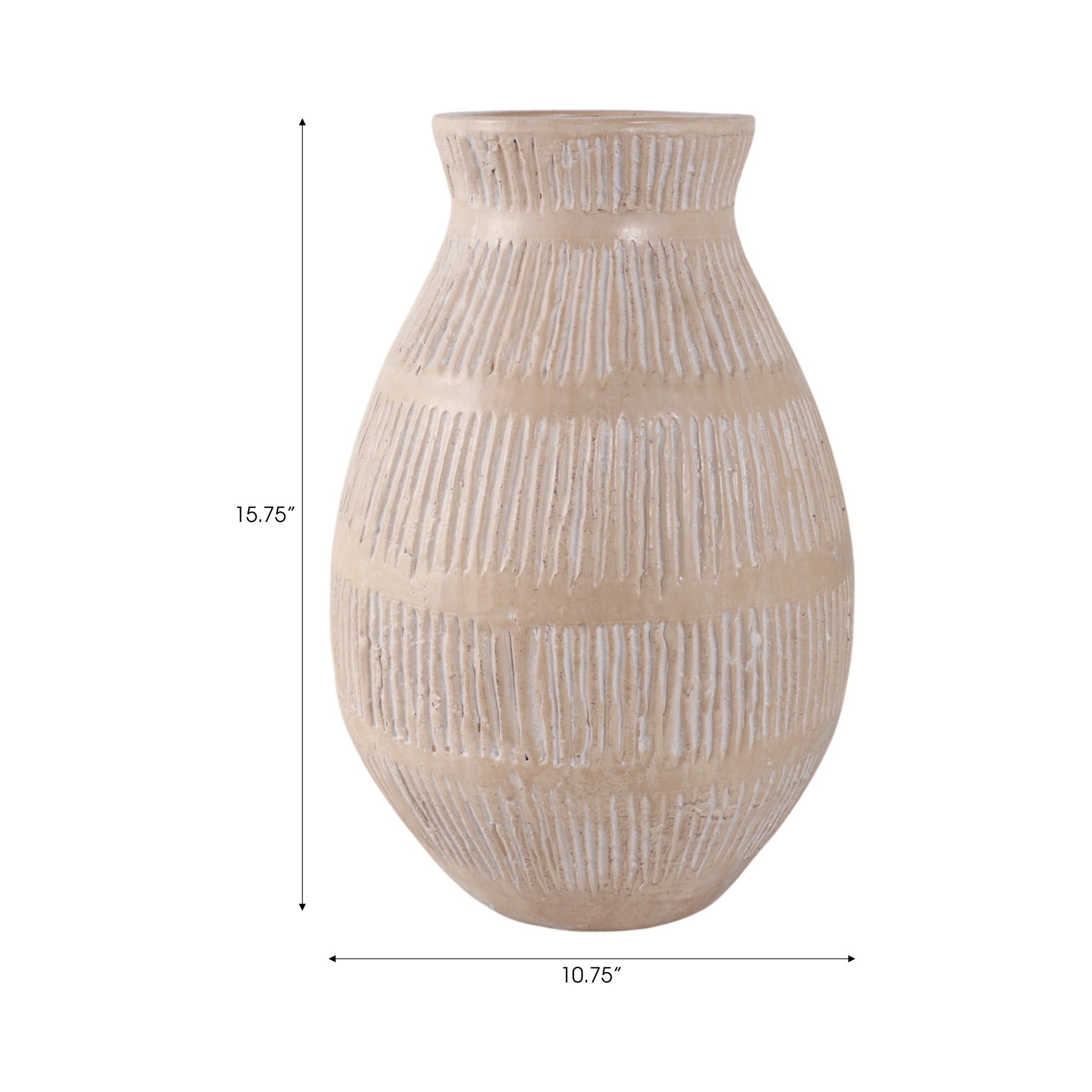 طين أحمر، مزهرية عضوية بقياس 16 بوصة، أسود/عاجي TERRACOTTA, 16 ORGANIC VASE, BLACK/IVORY