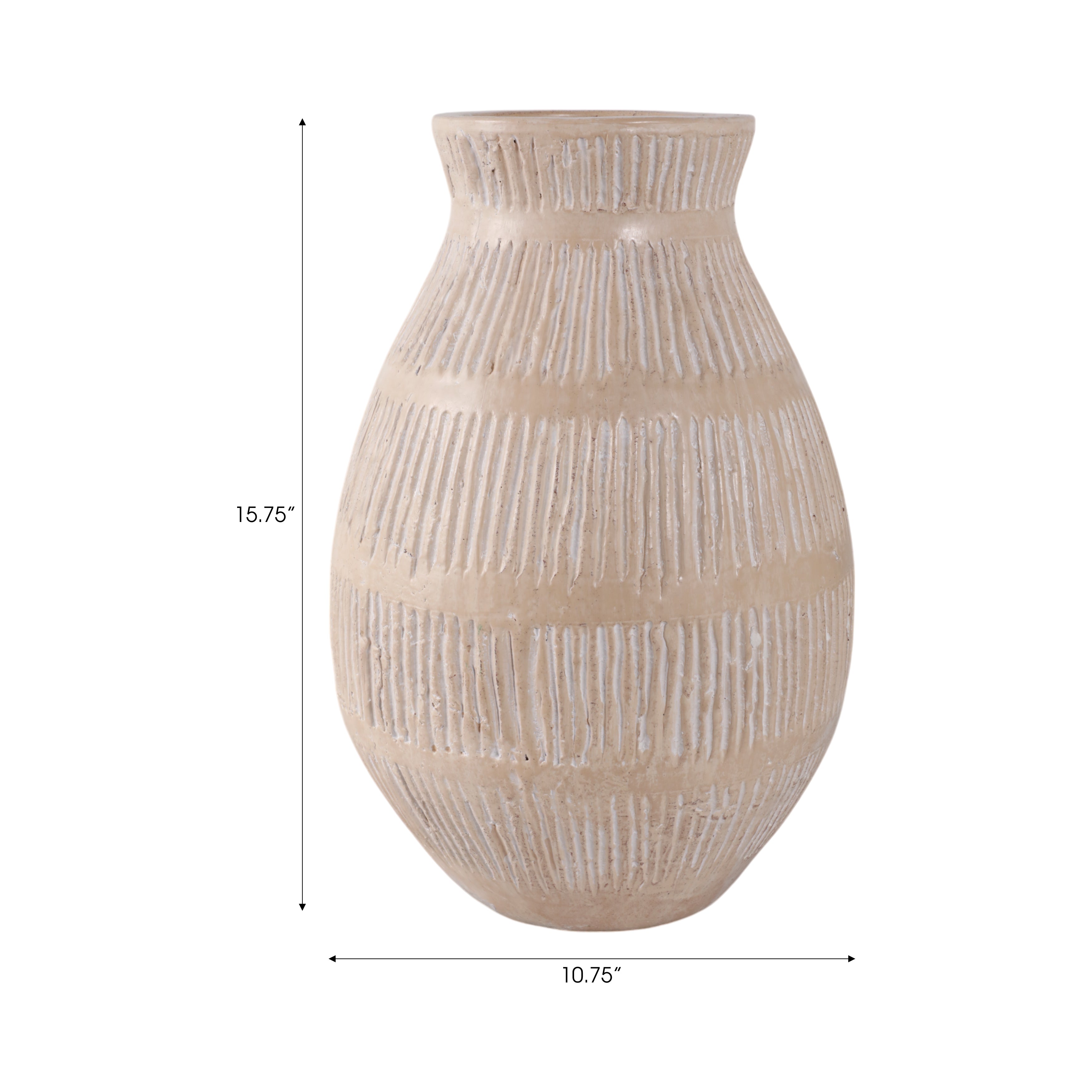 طين أحمر، مزهرية عضوية بقياس 16 بوصة، أسود/عاجي TERRACOTTA, 16 ORGANIC VASE, BLACK/IVORY