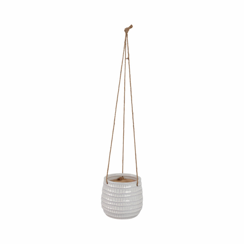 Ceramic 6 Dimpled Hanging Planter, Beige