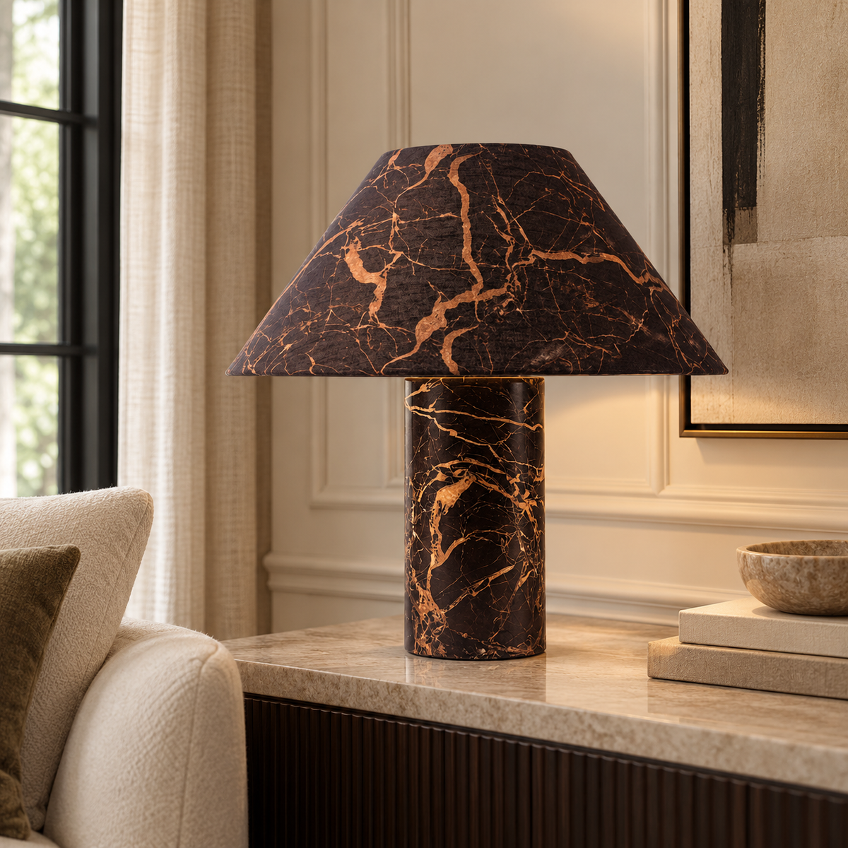 RED LAVANTO MARBLE TABLE LAMP