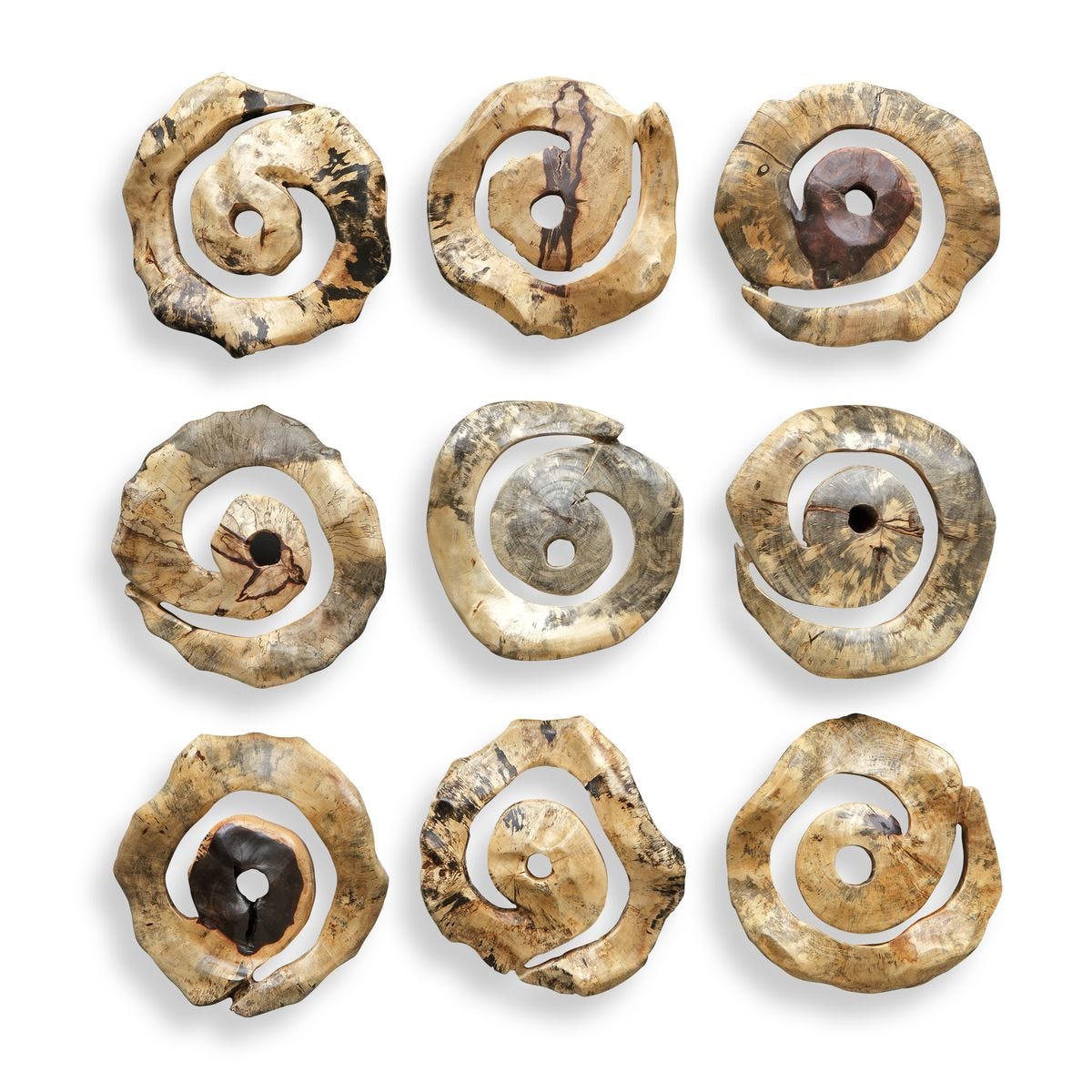 Corkscrew Wood Wall Decor, S/9