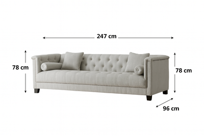 Alabid Linen off-White 4-Seater Sofa (247cm)