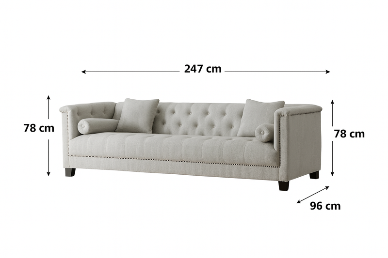 Alabid Linen off-White 4-Seater Sofa (247cm)