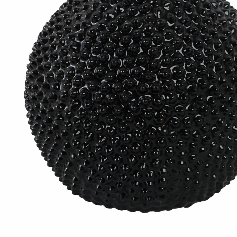 EC, GLOSS BLACK SPIKED CERAMIC VASE 8