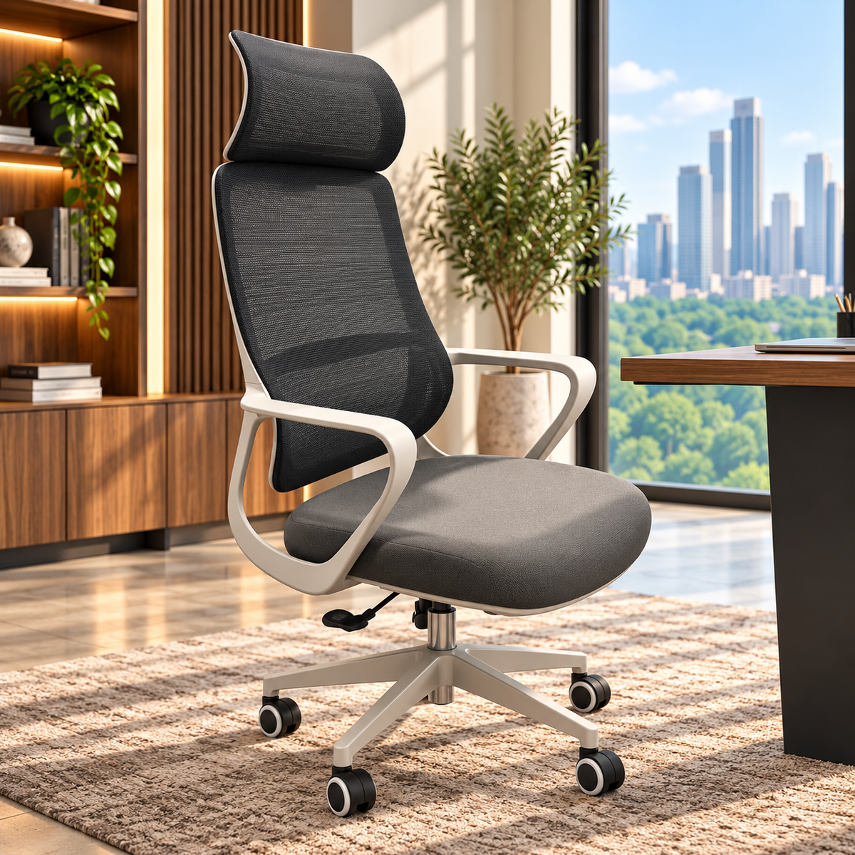 High Back Chair - White frame