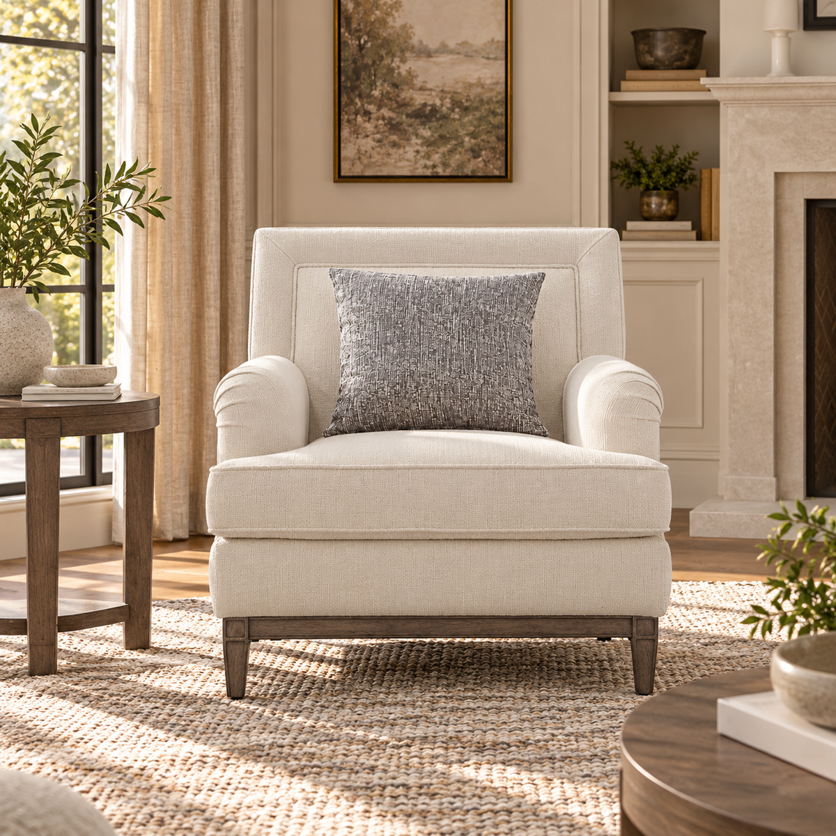 Amelia Navy Arm Chair (90Cm)