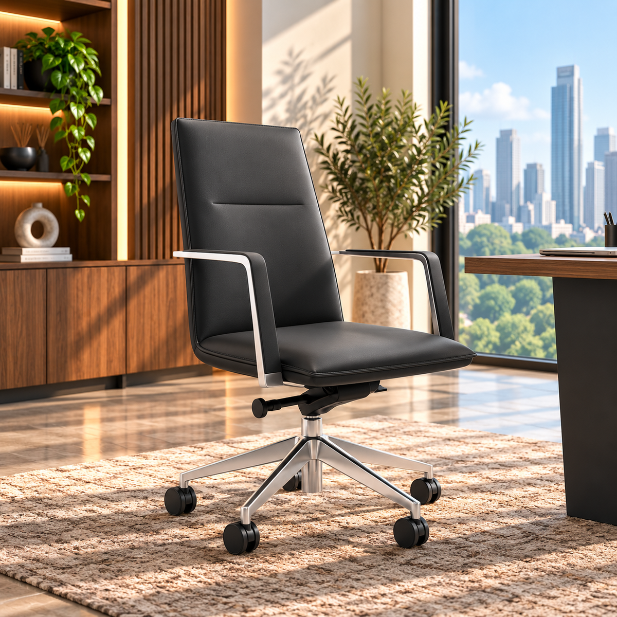 Mid Back Desk - Black