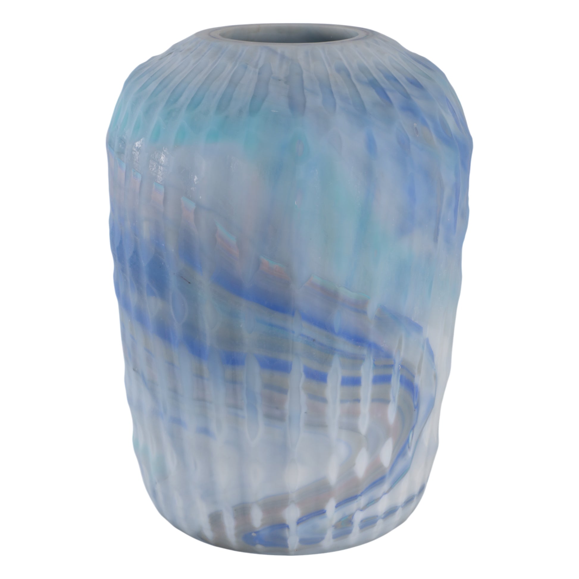 وارويك الزرقاء المنحوتة من الزجاج Warwick Blue Carved Glass Vase