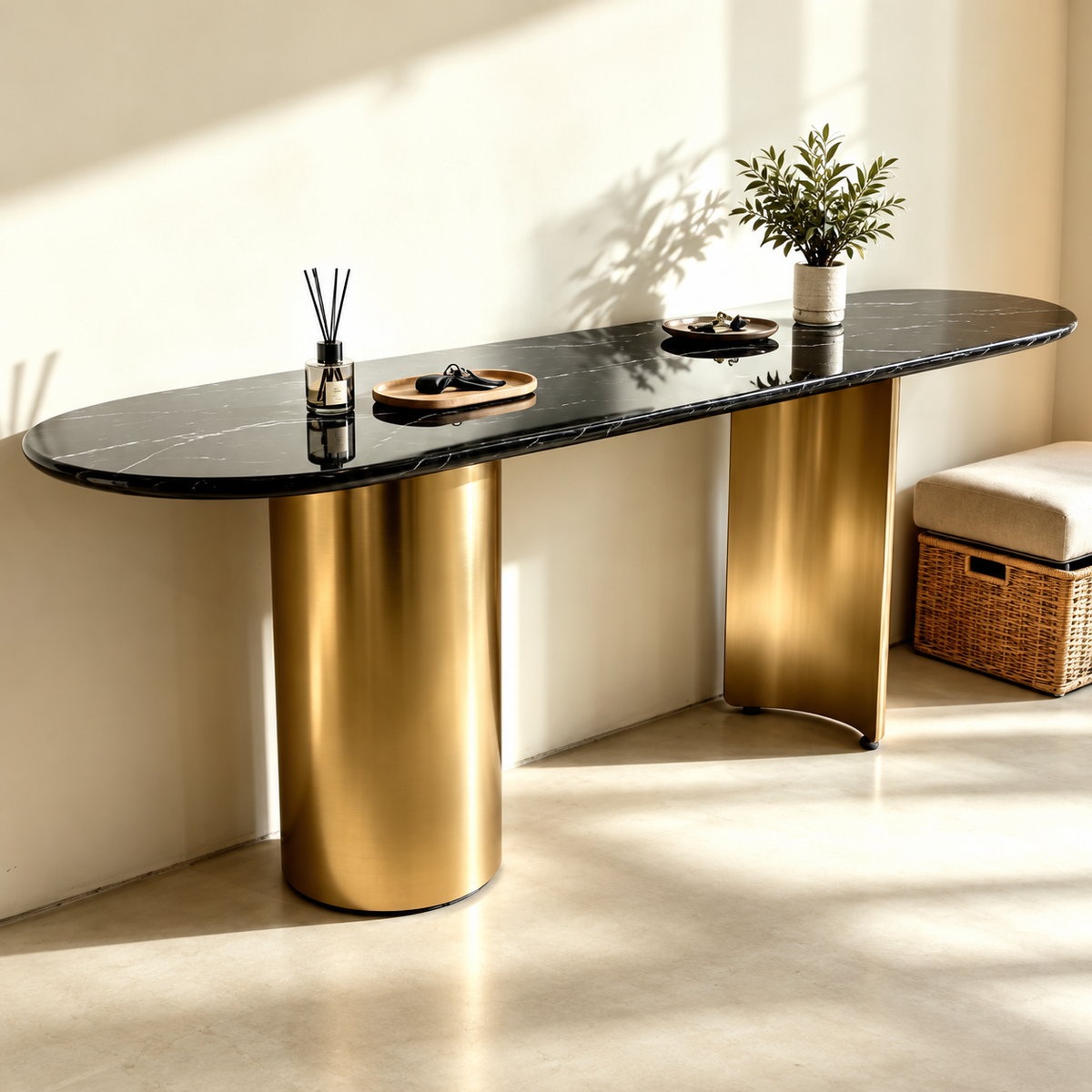 Twirl Black Gold Bar Table- 152 Cm