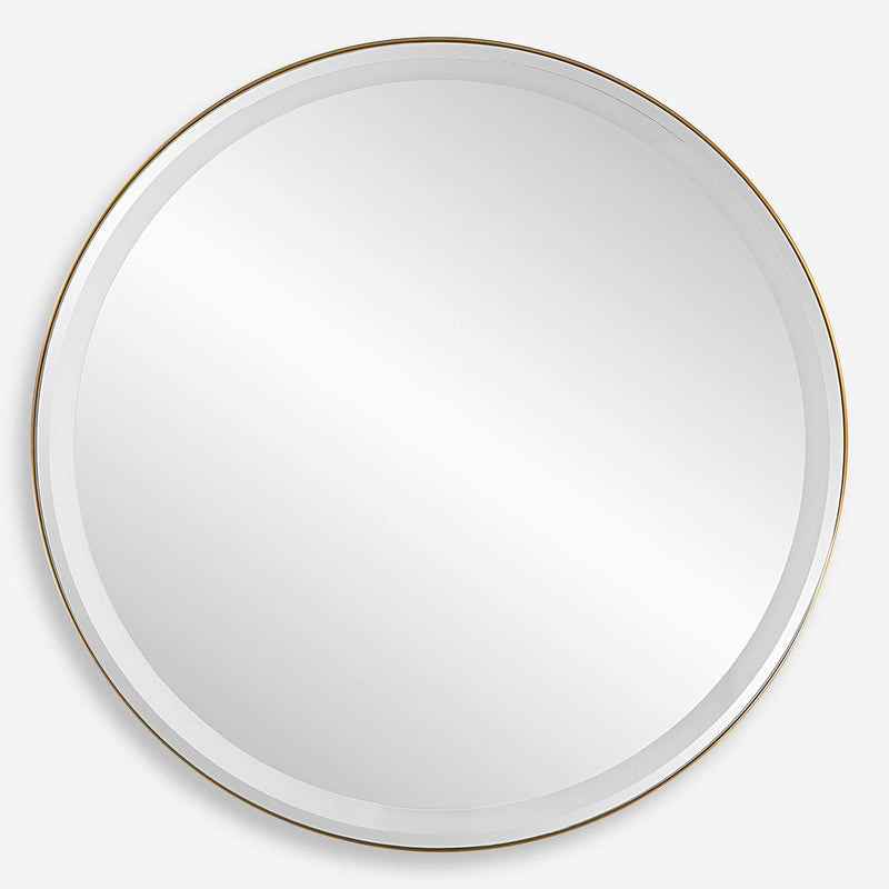 Crofton Lighted Round Mirror, Brass