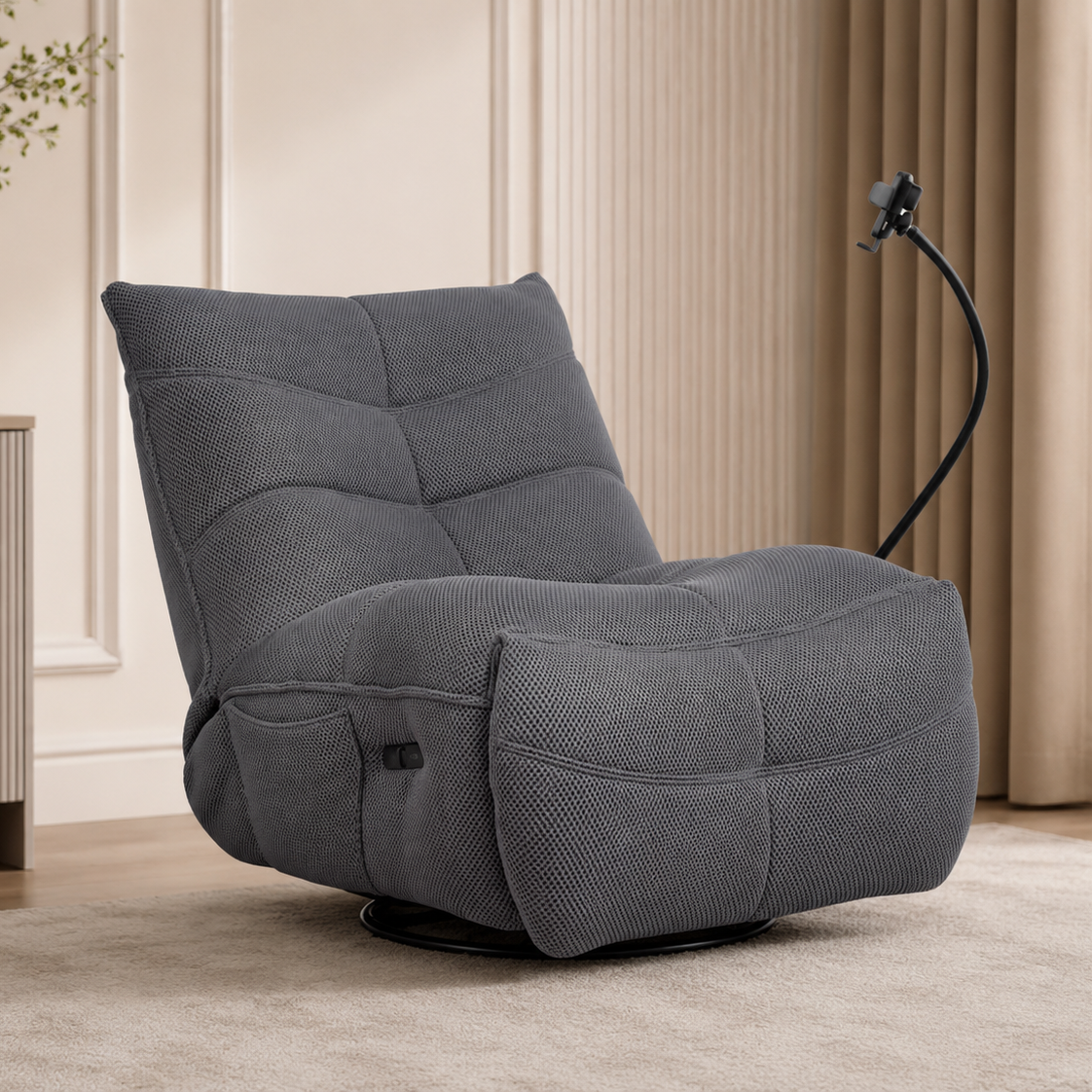 Finn Grey Swivel Power Recliner