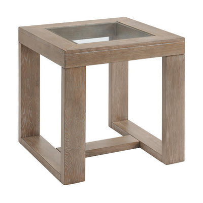 Glass Top Weatherd Gray Side Table