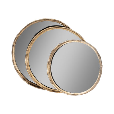 METAL, S/3 16/19/21 ROUND TRAYS, GOLD/BLACK