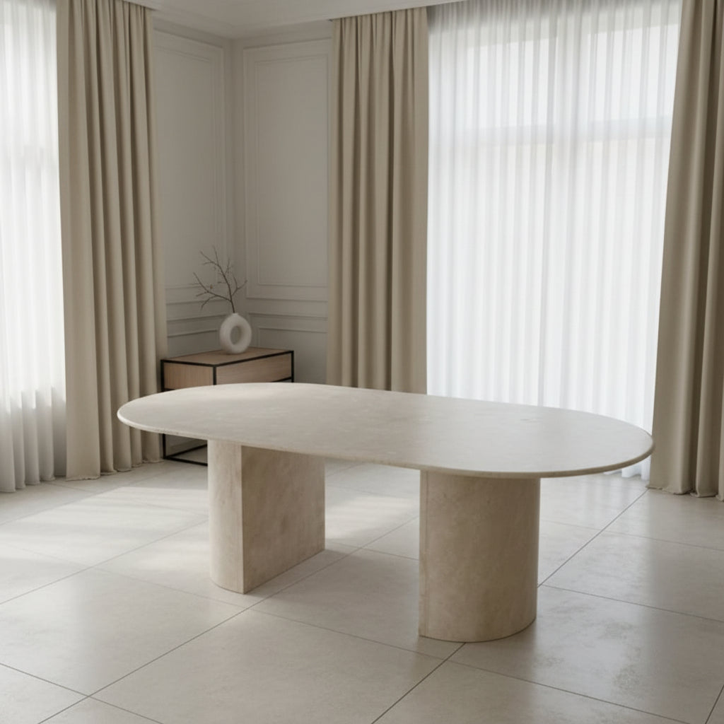 Royal | Coastal Breeze Natural Marble Dining Table - Beige - 220×120×80 cm