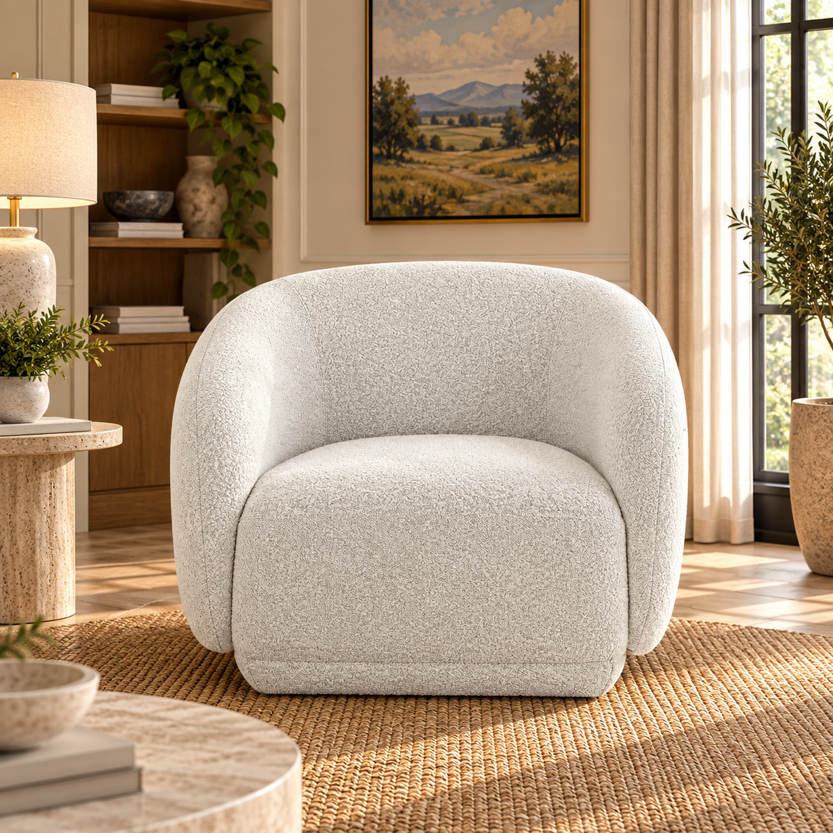 Boho Boucle 1 Seater - Gray