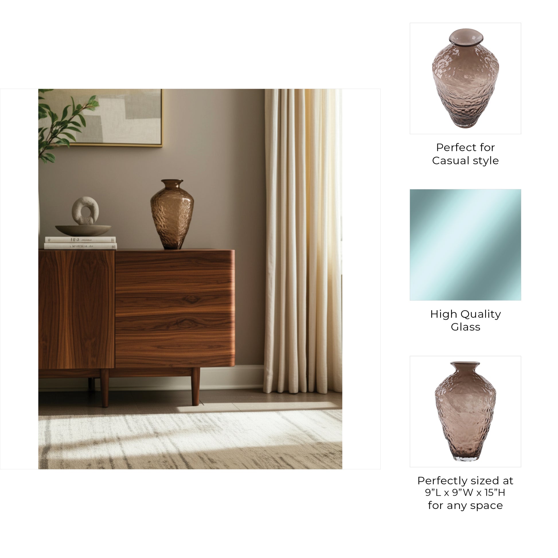 وعاء زجاجي باللون البني من تيرزاه Tirzah Brown Glass Vase