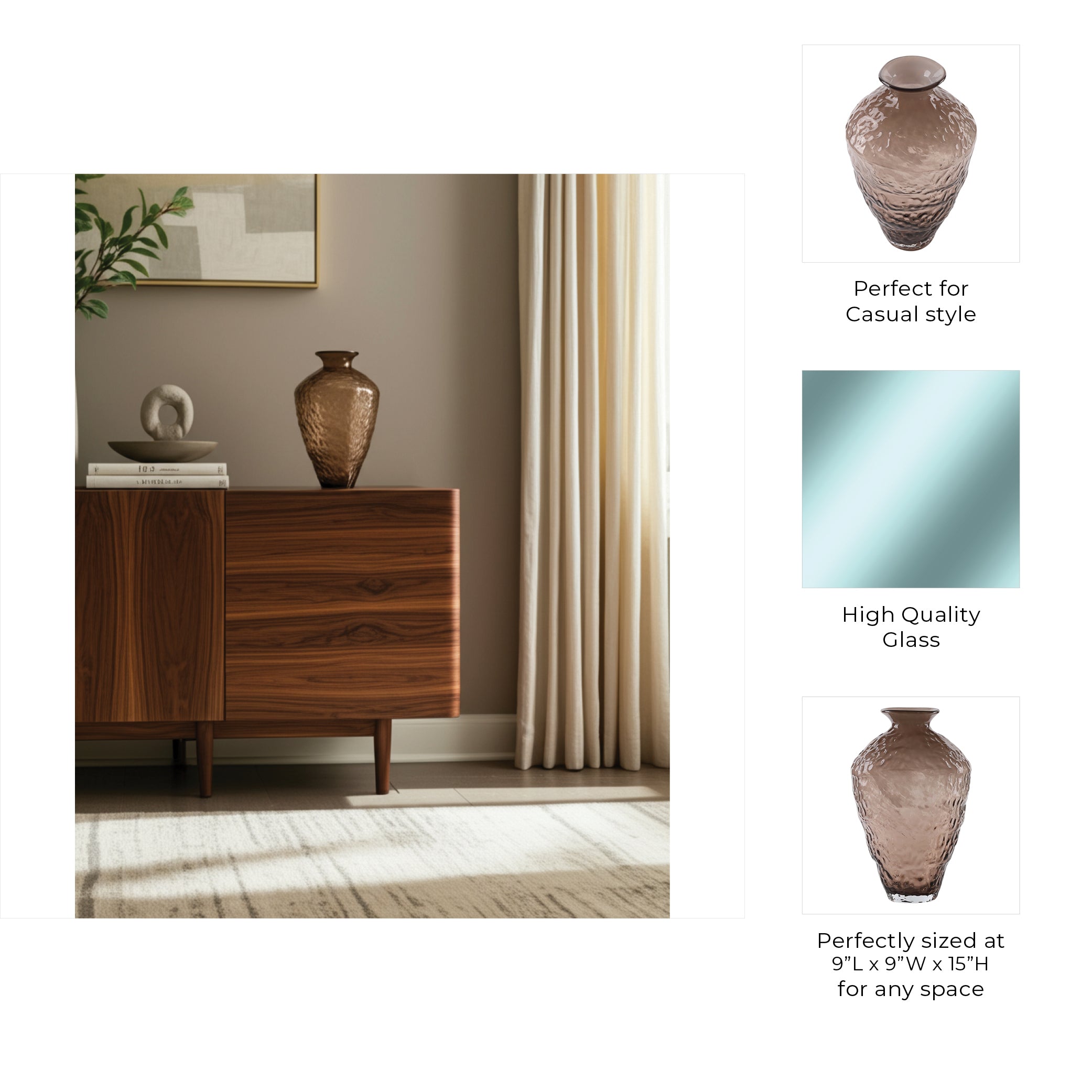 وعاء زجاجي باللون البني من تيرزاه Tirzah Brown Glass Vase